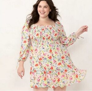 LC Lauren Conrad Smocked Orange and Pink Sundress